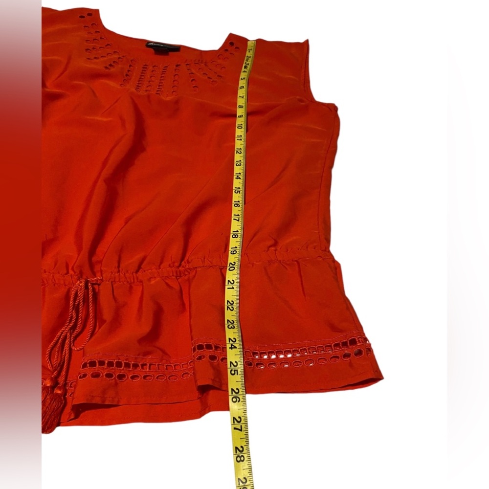 Lane Bryant Top Women’s 16 Eyelet  Sleeveless Drawstring Red Blouse BoHo Comfort - Picture 8 of 15